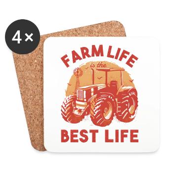 Farm Life est le meilleur tracteur de vie - Dessous de verre (lot de 4) - blanc - Devant