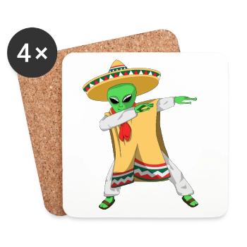 Sombrero extraterrestre Dabbing, Cinco de Mayo, fête drôle - Dessous de verre (lot de 4) - blanc - Devant