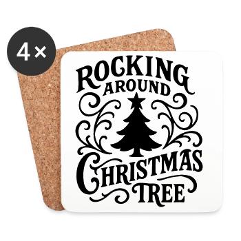Noël à Noël weihnachten rock’n roll Santa - Dessous de verre (lot de 4) - blanc - Devant