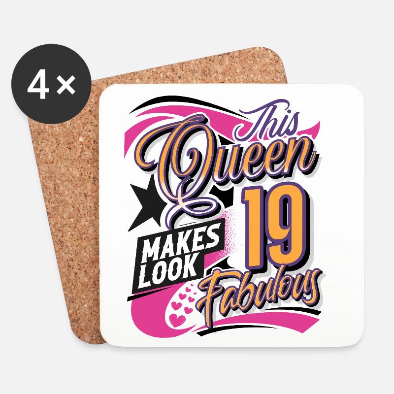 19. Geburtstag Queen Frauen - Untersetzer (4er-Set) - Weiß