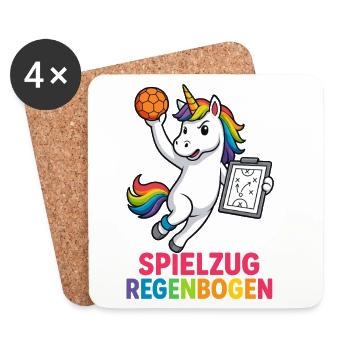 Entraîneur de handball Unicorn, Turn Rainbow - Dessous de verre (lot de 4) - blanc - Devant