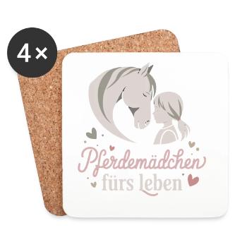 Fille cheval pour la vie Amour du cheval pour la cavalière - Dessous de verre (lot de 4) - blanc - Devant