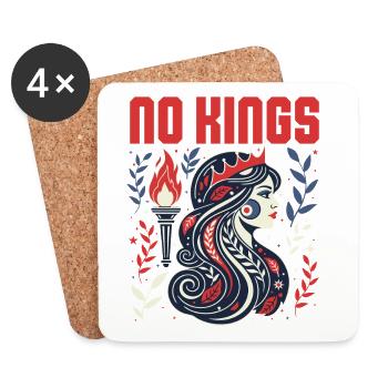 No Kings Bold Anti-Monarchy Liberty USA - Untersetzer (4er-Set) - Weiß - Vorne