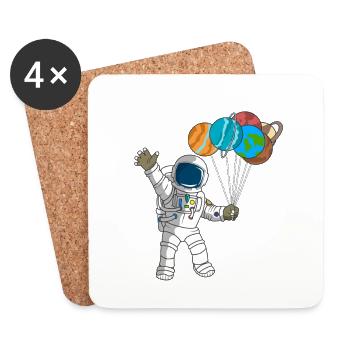 Fête d’anniversaire du 5e anniversaire des Ballons Planètes Astronaute mignons - Dessous de verre (lot de 4) - blanc - Devant