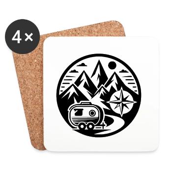 Camping - Coasters (set of 4) - white - Front