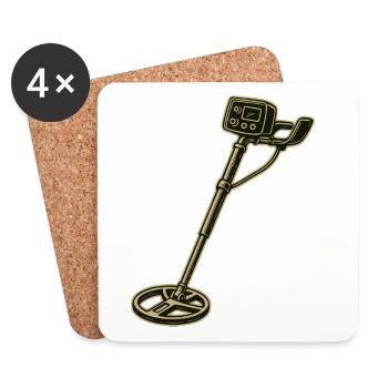 Metalldetektor-Schatzsuche-Abenteuer - Untersetzer (4er-Set) - Weiß - Vorne
