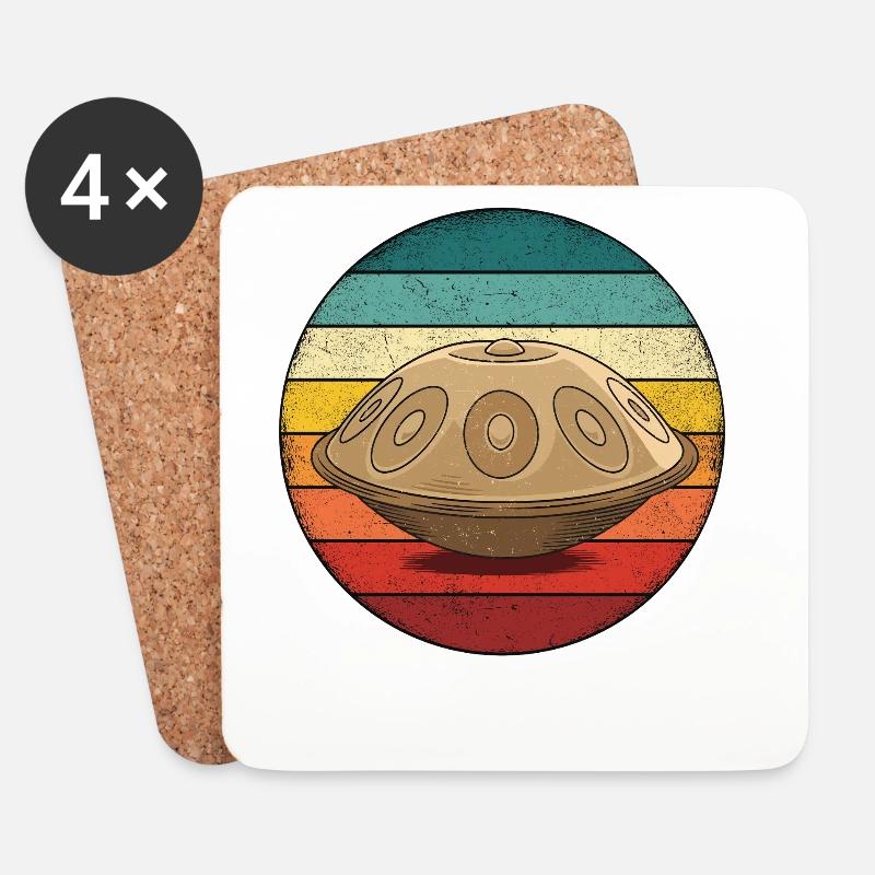 Retro Handpan Hang Drum - Untersetzer (4er-Set) - Weiß