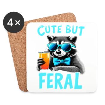 Süßer Waschbär, wild charmant - Untersetzer (4er-Set) - Weiß - Vorne