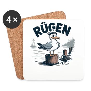 Rügen Kapitän Seemöwe Motiv Ostsee  - Untersetzer (4er-Set) - Weiß - Vorne