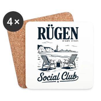 Rügen Ostsee Leuchtturm Social Club Beach - Untersetzer (4er-Set) - Weiß - Vorne
