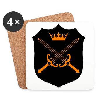 Kreuzschwerter Kronen Emblem - Untersetzer (4er-Set) - Weiß - Vorne