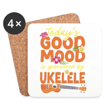 Ukulélé hawaïen Ukulélé aujourd’hui est bon - Dessous de verre (lot de 4) - blanc - Devant