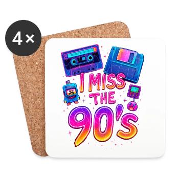 I Miss The 90s – Neon Retro Nostalgia - Coasters (set of 4) - white - Front