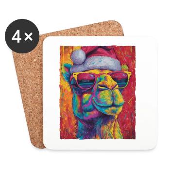Kamel Weihnachten Porträt - Untersetzer (4er-Set) - Weiß - Vorne