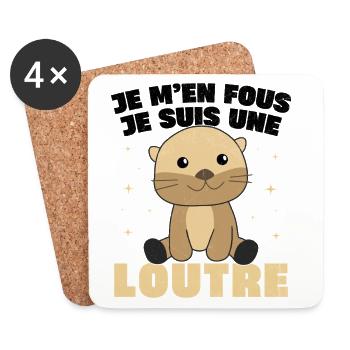 Je M'en Fous Je Suis Une Loutre Cadeau - Dessous de verre (lot de 4) - blanc - Devant