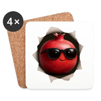 Granatapfel à la grenade - Dessous de verre (lot de 4) - blanc - Devant