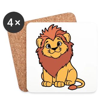 Warm cartoon lion cub - Coasters (set of 4) - white - Front