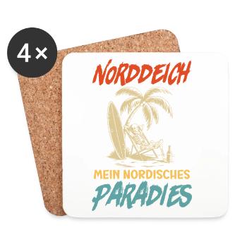 NORDDEICH IST MEIN NORDISCHES PARADIES Lustig - Untersetzer (4er-Set) - Weiß - Vorne