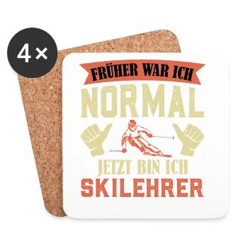 Skiing I USED TO BE NORMAL NOW I AM - Coasters (set of 4) - white - Front