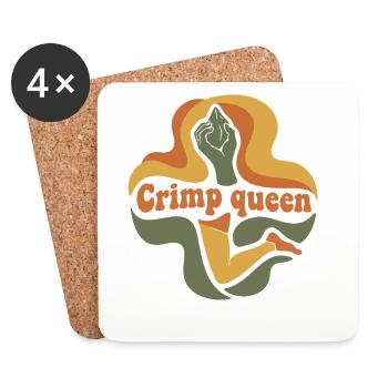 Crimp Queen Climbing Bouldering Rock Climber - Coasters (set of 4) - white - Front