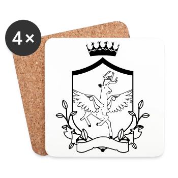 Geflügeltes Reh – edles Wappentier Wald - Untersetzer (4er-Set) - Weiß - Vorne