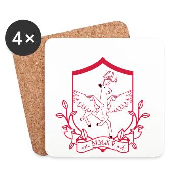 Winged deer – noble heraldic animal forest - Coasters (set of 4) - white - Front