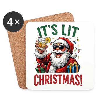 Drôle de Père Noël, petit Noël - Dessous de verre (lot de 4) - blanc - Devant