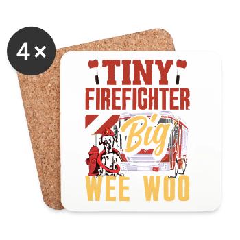 Escouade Wee Woo Pompier, Petit Pompier - Dessous de verre (lot de 4) - blanc - Devant