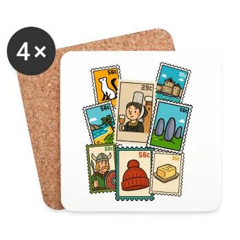 Timbres Bretons Bretagne Fierté BZH Histoire - Dessous de verre (lot de 4) - blanc - Devant