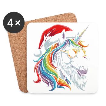 Santa Unicorn Xmas Magic Christmas - Coasters (set of 4) - white - Front