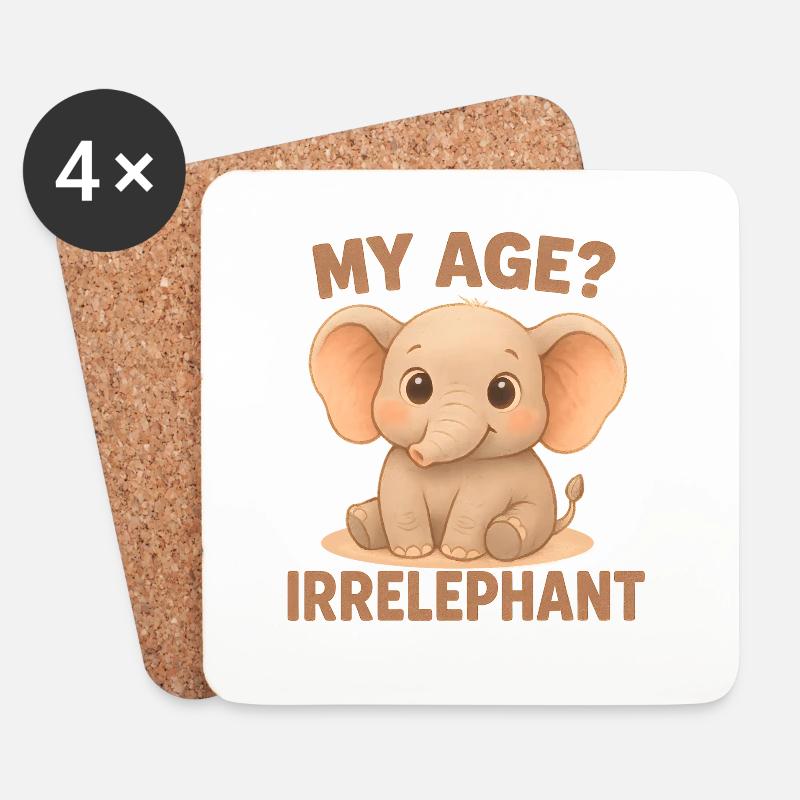 Elefanten Humor – My Age Irrelephant - Untersetzer (4er-Set) - Weiß