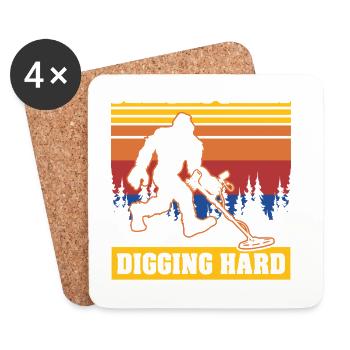 Sasquatches Dirt Fishing Big Foot - Coasters (set of 4) - white - Front