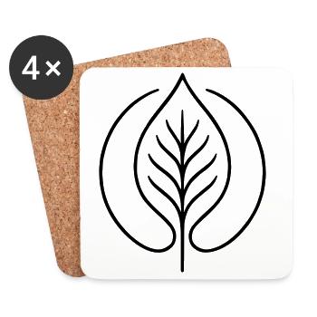 Abstract Organic Shape – Minimalistische Line Art  - Untersetzer (4er-Set) - Weiß - Vorne