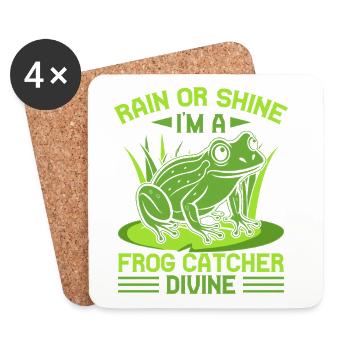 Frog Catcher Rain Or Shine I ́m A Divine Frog - Coasters (set of 4) - white - Front