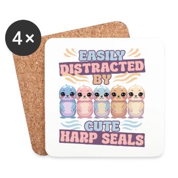 Phoques du harple - Dessous de verre (lot de 4) - blanc - Devant