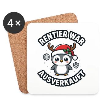 Winter penguin reindeer was the motif - Coasters (set of 4) - white - Front