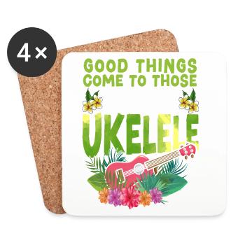 Hawaiian Ukulele Uke Good Things - Untersetzer (4er-Set) - Weiß - Vorne
