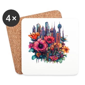 Blossom City Neon Magic - Coasters (set of 4) - white - Front