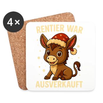 Reindeer a affiché complet Donkey Christmas - Dessous de verre (lot de 4) - blanc - Devant