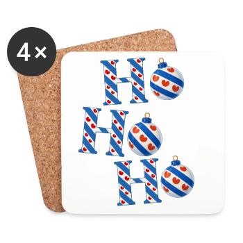 Ho Ho Ho – Bijoux de Noël frisons dans le style du drapeau frison - Dessous de verre (lot de 4) - blanc - Devant