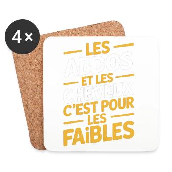 Abdos Cheveux pour Les Faibles - Chauve Gros Bide - Dessous de verre (lot de 4) - blanc - Devant