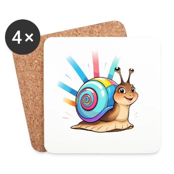 Regenbogen-Schnecke Farbexplosion - Untersetzer (4er-Set) - Weiß - Vorne