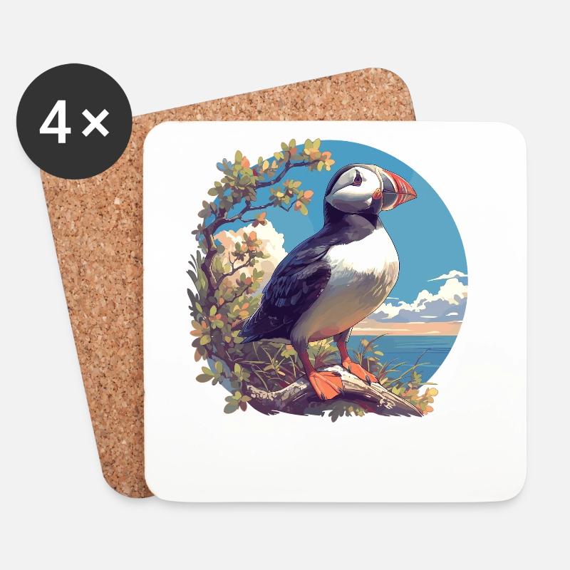 Puffin Papageientaucher - Untersetzer (4er-Set) - Weiß