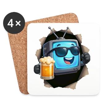 TV Beer - Coasters (set of 4) - white - Front