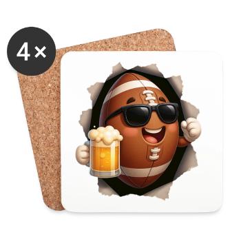 Bière de football - Dessous de verre (lot de 4) - blanc - Devant