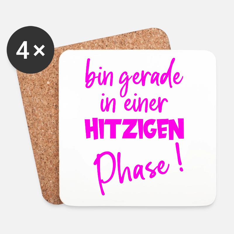 Hitzige Phase – Humor zu Wechseljahren - Untersetzer (4er-Set) - Weiß
