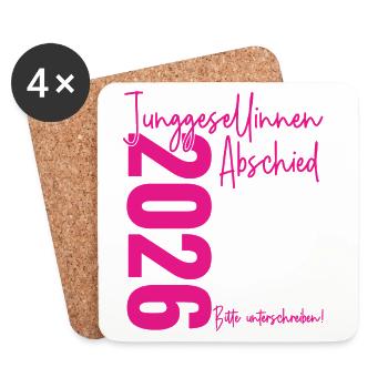 Junggesellinnenabschied 2026 Bitte unterschreiben! - Untersetzer (4er-Set) - Weiß - Vorne