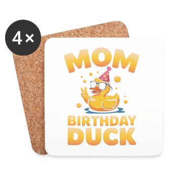 Maman du canard d’anniversaire - Dessous de verre (lot de 4) - blanc - Devant