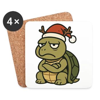 Grim Christmas Turtle - Coasters (set of 4) - white - Front