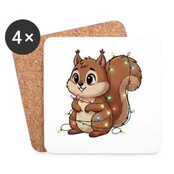 Lichterbehängtes Eichhörnchen - Untersetzer (4er-Set) - Weiß - Vorne
